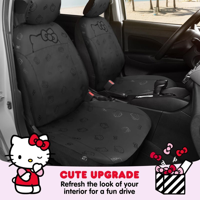 Carbella Hello Kitty Car Seat Covers - Cute Front Seat Covers  PU Leather Seat Covers for Cars  SUV  Van  Trucks  Hello Kitty Car Accessories 2pc Black - Image 4